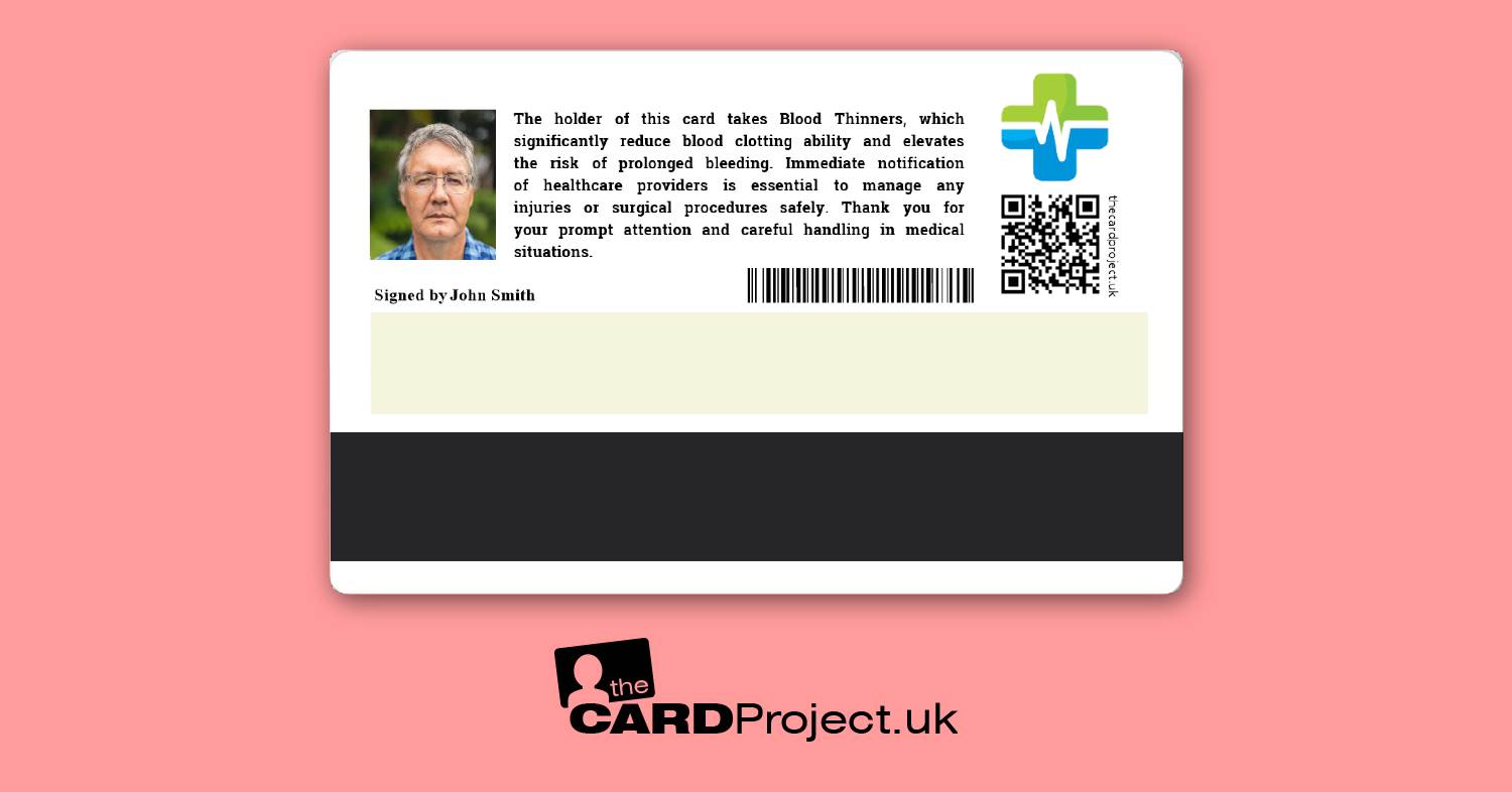 Blood Thinner Premium ID Card (REAR)